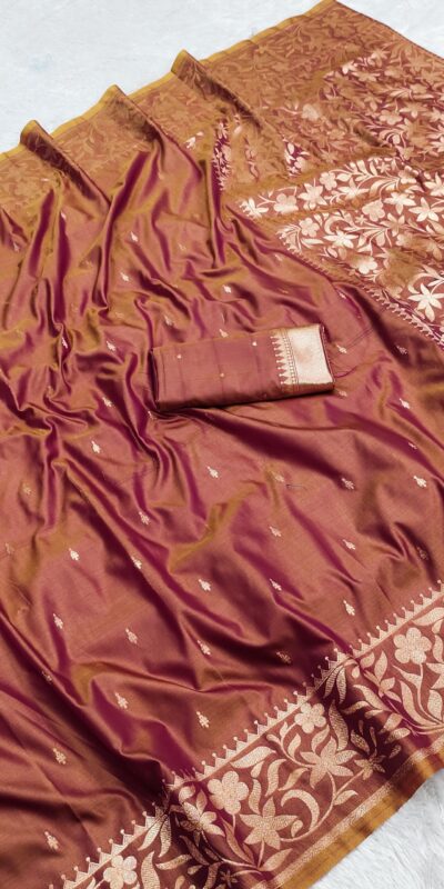 MB 197 Rust Color Banarasi Silk Saree with Zari Work & Lace Work. Exclusive Offer ₹1899. Delivery 4-6 Working Days. Shop now. | Sarees, Bollywood Sarees, Creative Sarees, Designer Sarees, Embroidered Sarees, Ethnic Saree, Modern Digital sarees, Party Wear Sarees