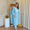 Sky Blue Rayon Wed Lakhnavi  Style Work Salwar Suit