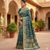Teal Banarasi Silk Zari Work All Over Saree
