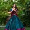 Teal Poly Cotton Lace Work Zari Lehenga Choli