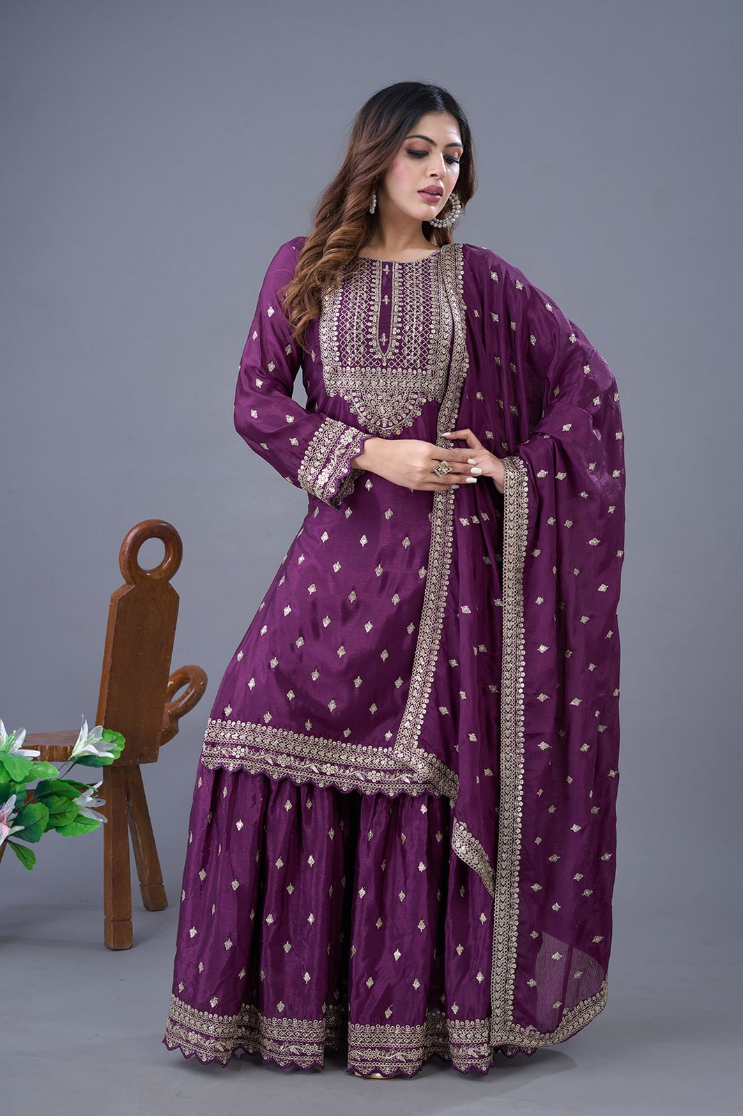 ZF 5006 Wine Color Chinon Silk Sequence Work Salwar Suit Casual, Wedding, Festive, Events . Expected Delivery 4-6 Working Days @2149/- only | Jump Suits, Salwar suit, Casual Suits, Creative suits, Designer Suits, Palazzo Suits, Party Wear Suits, Patiala Suits, Straight Suits