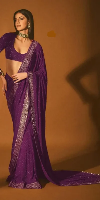 DF 3465 Wine Faux Georgette Saree with Embroidery Work & Mirror Work. Affordable Price ₹2099. Delivery 4-6 Working Days. Shop now. | Sarees, Bollywood Sarees, Creative Sarees, Designer Sarees, Embroidered Sarees, Ethnic Saree, Modern Digital sarees, Party Wear Sarees