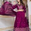 Wine Vichitra Silk Embroidery Work Lehenga Choli