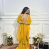 Yellow Chinon Silk With Lace Work Salwar Suit