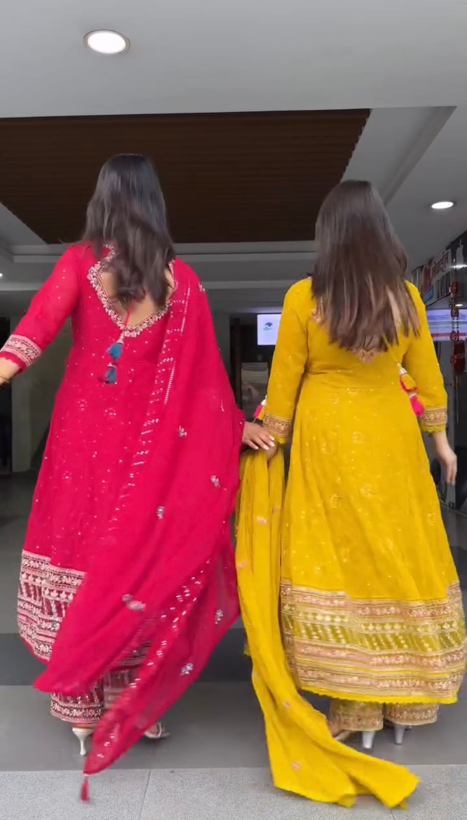 Yellow Faux Georgette Embroidery Work Salwar Suit - Image 2