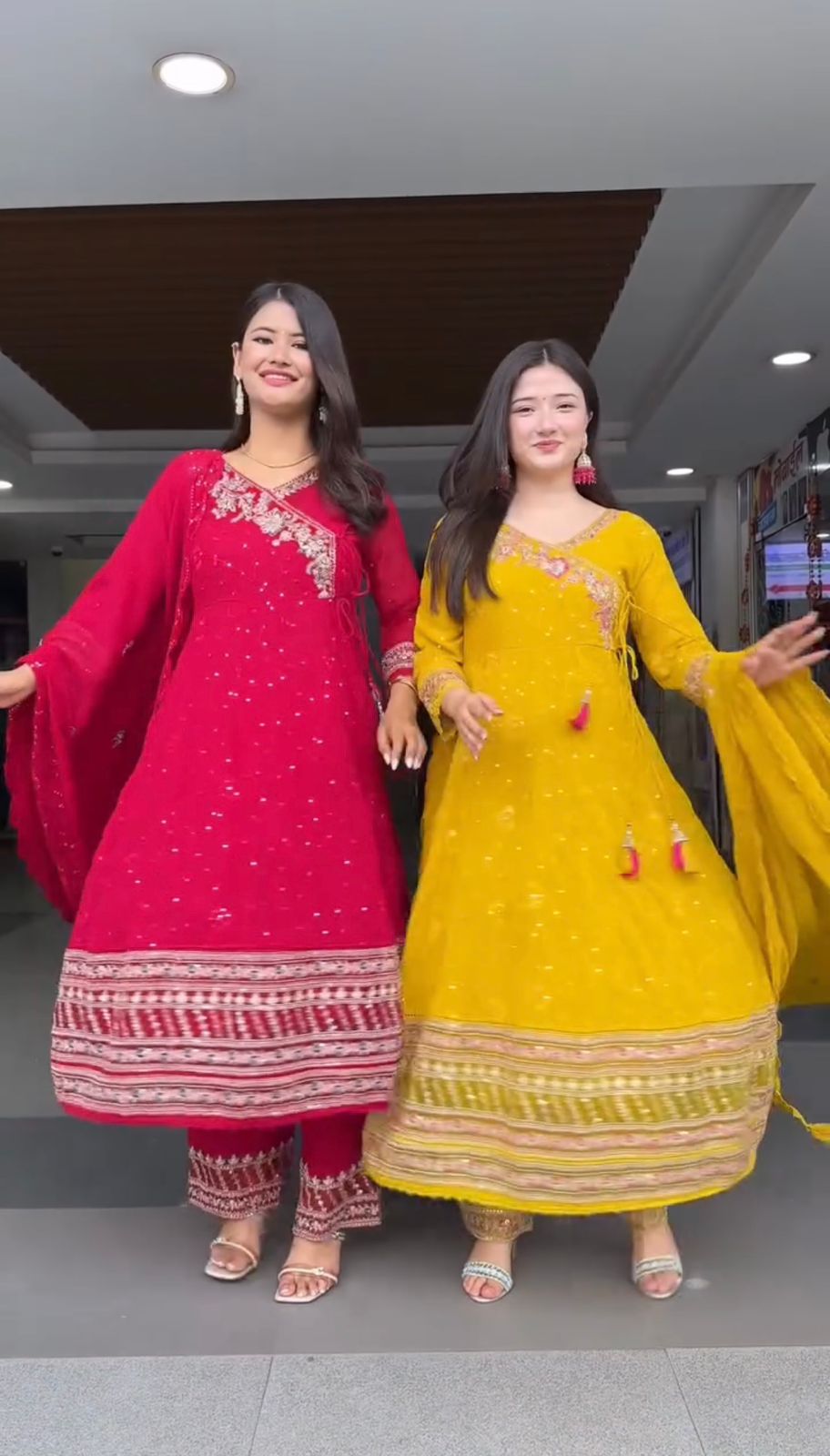 Yellow Faux Georgette Embroidery Work Salwar Suit