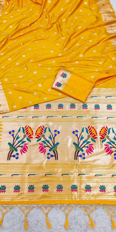 MB 2 Yellow Paithani Silk Saree with Lace Work & Zari Work. Introductory Price ₹2049. Delivery 4-6 Working Days. Shop now. | Sarees, Bollywood Sarees, Creative Sarees, Designer Sarees, Embroidered Sarees, Ethnic Saree, Modern Digital sarees, Party Wear Sarees