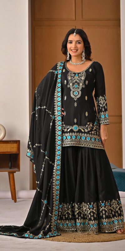 ND 5057 Black NC Vichitra Silk Salwar Suit with Embroidery Work. Special Price ₹2599. Delivery 4-6 Working Days. Shop now. | Jump Suits, Salwar suit, Casual Suits, Creative suits, Designer Suits, Palazzo Suits, Party Wear Suits, Patiala Suits, Straight Suits