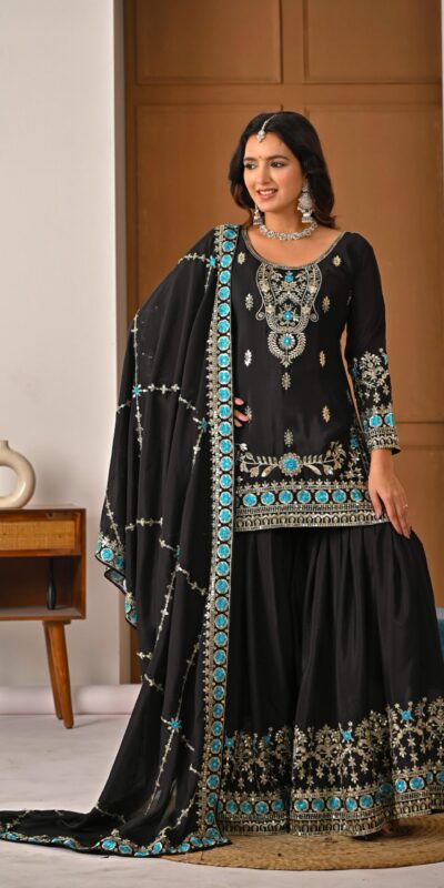 ND 5057 Black NC Vichitra Silk Salwar Suit with Embroidery Work. Special Price ₹2599. Delivery 4-6 Working Days. Shop now. | Jump Suits, Salwar suit, Casual Suits, Creative suits, Designer Suits, Palazzo Suits, Party Wear Suits, Patiala Suits, Straight Suits