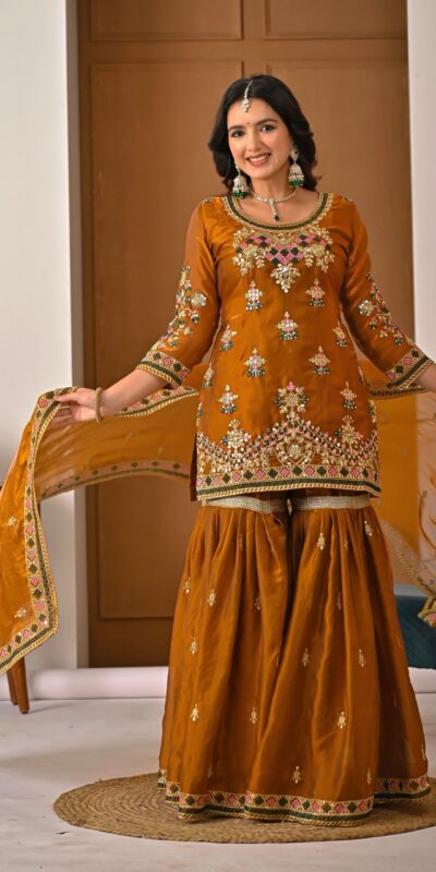 ND 5056 Brown Fandy Silk Salwar Suit with Embroidery Work. Wedding, Party, Festive, Events Now at just ₹2649. Delivery 4-6 Working Days. Shop now. | Jump Suits, Salwar suit, Casual Suits, Creative suits, Designer Suits, Palazzo Suits, Party Wear Suits, Patiala Suits, Straight Suits