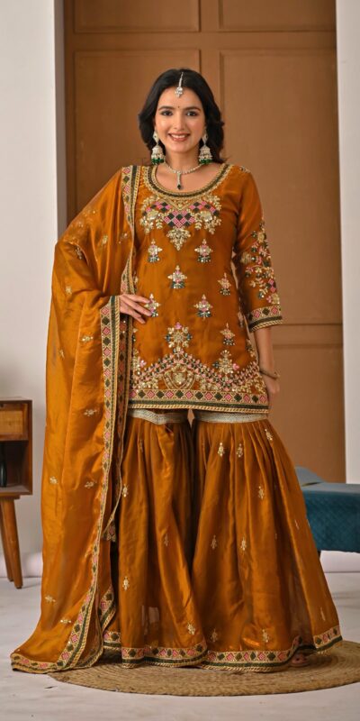 ND 5056 Brown Fandy Silk Salwar Suit with Embroidery Work. Wedding, Party, Festive, Events Now at just ₹2649. Delivery 4-6 Working Days. Shop now. | Jump Suits, Salwar suit, Casual Suits, Creative suits, Designer Suits, Palazzo Suits, Party Wear Suits, Patiala Suits, Straight Suits