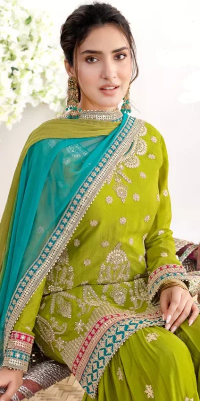 FC 726 Mahendi Chinon Salwar Suit Perfect for Wedding, Party, Ethnic Day, Makar Sankranti, Cultural Events – . Best Price ₹3049. Delivery 4-6 Working | Jump Suits, Salwar suit, Casual Suits, Creative suits, Designer Suits, Palazzo Suits, Party Wear Suits, Patiala Suits, Straight Suits