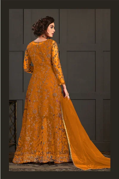 FC 4592 Yellow Net Salwar Suit with Stone Work. Wedding, Party, Festive, Events, Now at just ₹2449. Delivery 4-6 Working Days. Shop now. | Jump Suits, Salwar suit, Casual Suits, Creative suits, Designer Suits, Palazzo Suits, Party Wear Suits, Patiala Suits, Straight Suits