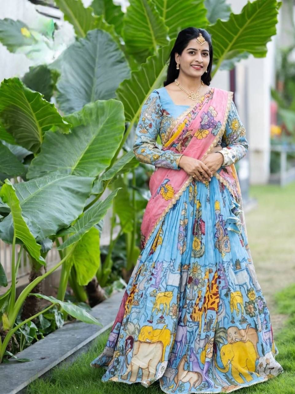 PC 546 Blue in Cotton. Kalamkari Print Lehenga Choli Wedding, Party, Festive, Events, Now at just ₹2099. Delivery 4-6 Working Days. Shop now. | Lehenga, Bollywood Lehenga, Creative Lehenga, Designer Lehenga, Embroidered Lehenga, Party Wear Lehenga