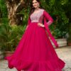 KA 1151 Pink Faux Georgette Gown Perfect for Wedding, Party, Makar Sankranti, Karwa Chauth, Ethnic Day – . Now at just ₹2399. Delivery 4-6 Working D | Gowns, Bollywood Gowns, Creative Gowns, Designer Gowns, Embroidered Gowns, Party Wear Gowns