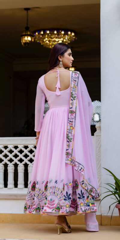 RR 41 Pink Faux Georgette Gown Perfect for Wedding, Party, Makar Sankranti, Karwa Chauth, Ethnic Day – . Now at just ₹2599. Delivery 4-6 Working D | Gowns, Bollywood Gowns, Creative Gowns, Designer Gowns, Embroidered Gowns, Party Wear Gowns