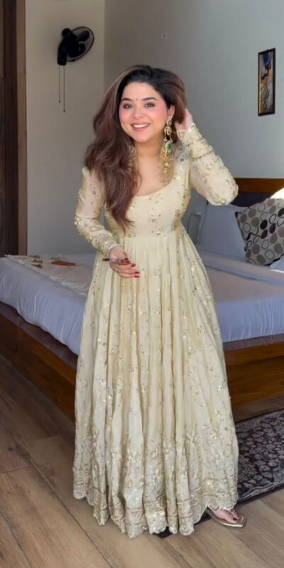 WW 1253 Cream Color Chinon Silk Sequence Lace Work Gown. Online Affordable Price ₹2549. Delivery 4-6 Working Days. Shop now. | Gowns, Bollywood Gowns, Creative Gowns, Designer Gowns, Embroidered Gowns, Party Wear Gowns