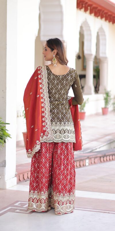 KA 1226 Brown Vichitra Silk Salwar Suit with Zari Work & Embroidery Work. Introductory Price ₹2649. Delivery 4-6 Working Days. Shop now. | Jump Suits, Salwar suit, Casual Suits, Creative suits, Designer Suits, Palazzo Suits, Party Wear Suits, Patiala Suits, Straight Suits