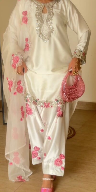 MD 3081 Off White Japan Satin Salwar Suit Perfect for Wedding, Party, Durga Puja, Traditional Day, Temple Visit – . Introductory Price ₹2549. Deli | Jump Suits, Salwar suit, Casual Suits, Creative suits, Designer Suits, Palazzo Suits, Party Wear Suits, Patiala Suits, Straight Suits