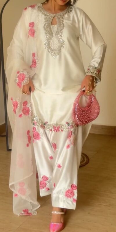 MD 3081 Off White Japan Satin Salwar Suit Perfect for Wedding, Party, Durga Puja, Traditional Day, Temple Visit – . Introductory Price ₹2549. Deli | Jump Suits, Salwar suit, Casual Suits, Creative suits, Designer Suits, Palazzo Suits, Party Wear Suits, Patiala Suits, Straight Suits