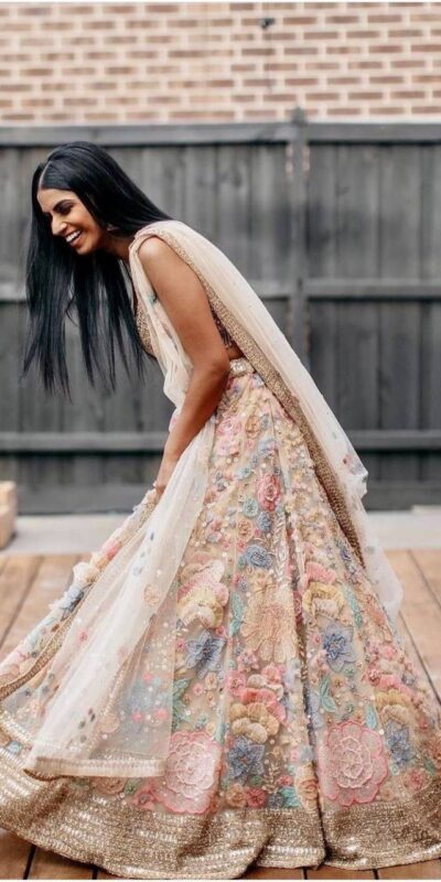 KF 1432 Cream | Color Georgette Lehenga Choli with Embroidery Work. Available at ₹3099 only. Delivery 4-6 Working Days. Shop now. | Lehenga, Bollywood Lehenga, Creative Lehenga, Designer Lehenga, Embroidered Lehenga, Party Wear Lehenga