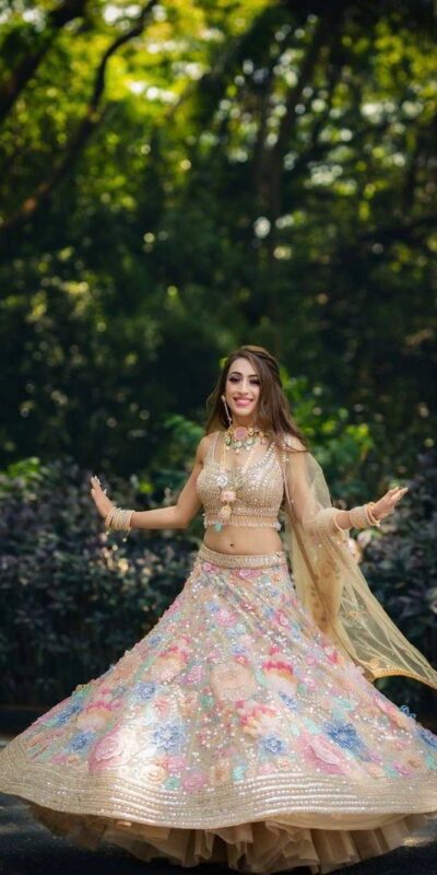 KF 1432 Cream | Color Georgette Lehenga Choli with Embroidery Work. Available at ₹3099 only. Delivery 4-6 Working Days. Shop now. | Lehenga, Bollywood Lehenga, Creative Lehenga, Designer Lehenga, Embroidered Lehenga, Party Wear Lehenga