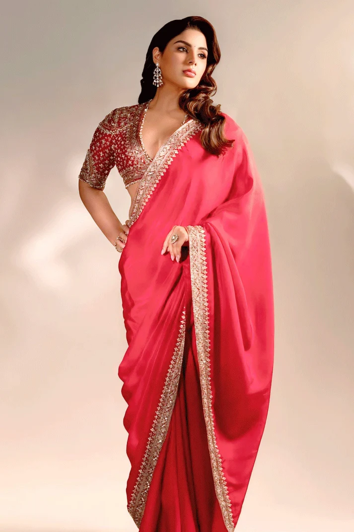 NC 5514 Red Soft Rangoli Silk Saree with Embroidery Work & Lace Work. Special Price ₹1949. Delivery 4-6 Working Days. Shop now. | Sarees, Bollywood Sarees, Creative Sarees, Designer Sarees, Embroidered Sarees, Ethnic Saree, Modern Digital sarees, Party Wear Sarees