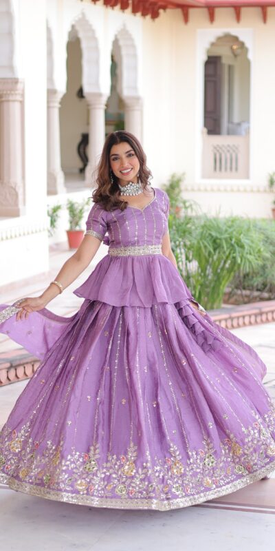 KA 5057 Lavender Gold Crush Lehenga Choli with Embroidery Work & Zari Work. Introductory Price ₹2649. Delivery 4-6 Working Days. Shop now. | Lehenga, Bollywood Lehenga, Creative Lehenga, Designer Lehenga, Embroidered Lehenga, Party Wear Lehenga