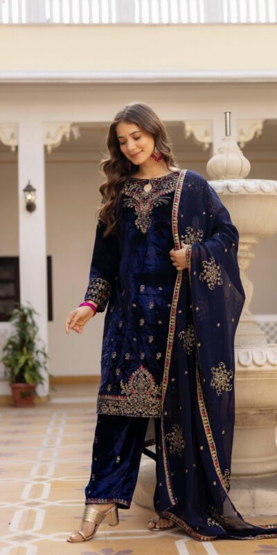 ST 1164 Navy Blue 9000 Velvet Salwar Suit Perfect for Wedding, Party, Family Gatherings, Ethnic Day, Holi – . Best Price ₹2149. Delivery 4-6 Working Days. | Jump Suits, Salwar suit, Casual Suits, Creative suits, Designer Suits, Palazzo Suits, Party Wear Suits, Patiala Suits, Straight Suits