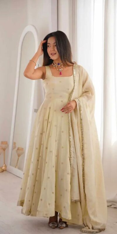 SRK 5325 Off White in Cosmos Embroidery Work & Lace Work Salwar Suit Gold. Available at ₹2099 only. Delivery 4-6 Working Days. Shop now. | Jump Suits, Salwar suit, Casual Suits, Creative suits, Designer Suits, Palazzo Suits, Party Wear Suits, Patiala Suits, Straight Suits