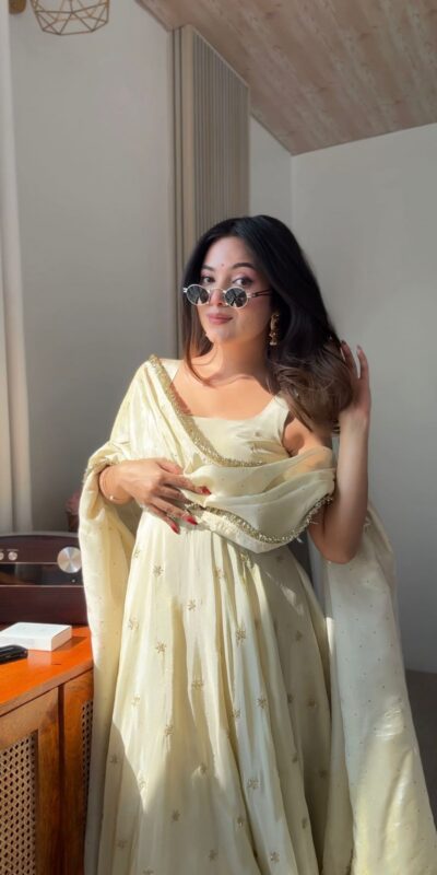 SRK 5325 Off White in Cosmos Embroidery Work & Lace Work Salwar Suit Gold. Available at ₹2099 only. Delivery 4-6 Working Days. Shop now. | Jump Suits, Salwar suit, Casual Suits, Creative suits, Designer Suits, Palazzo Suits, Party Wear Suits, Patiala Suits, Straight Suits