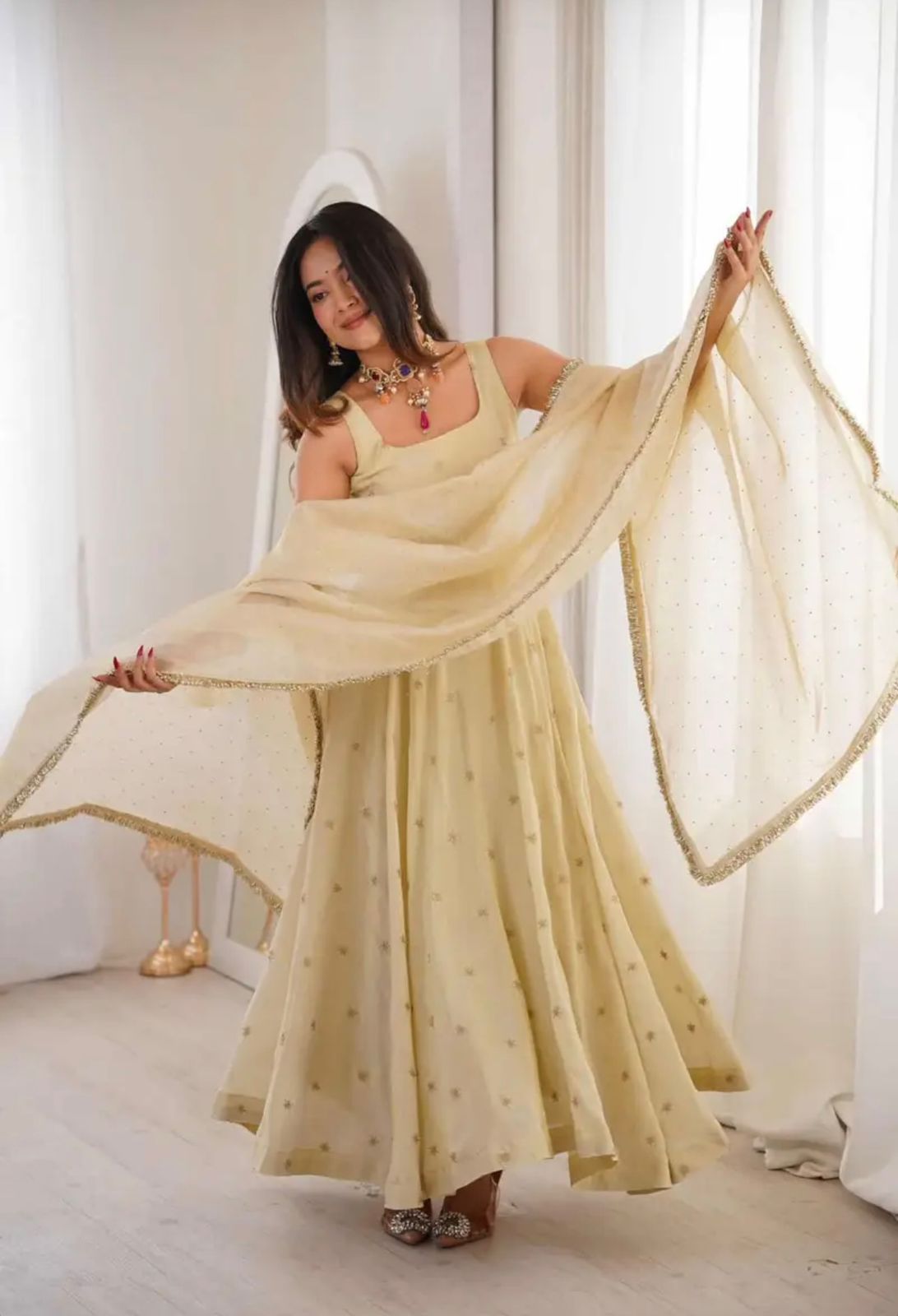 SRK 5325 Off White in Cosmos Embroidery Work & Lace Work Salwar Suit Gold. Available at ₹2099 only. Delivery 4-6 Working Days. Shop now. | Jump Suits, Salwar suit, Casual Suits, Creative suits, Designer Suits, Palazzo Suits, Party Wear Suits, Patiala Suits, Straight Suits