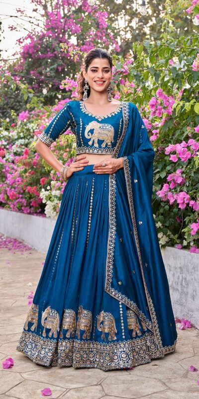 Ram 165 Blue in Color Vichitra Silk Embroidery Work Lehenga Choli . Now at just ₹2599. Delivery 4-6 Working Days. Shop now. | Lehenga, Bollywood Lehenga, Creative Lehenga, Designer Lehenga, Embroidered Lehenga, Party Wear Lehenga