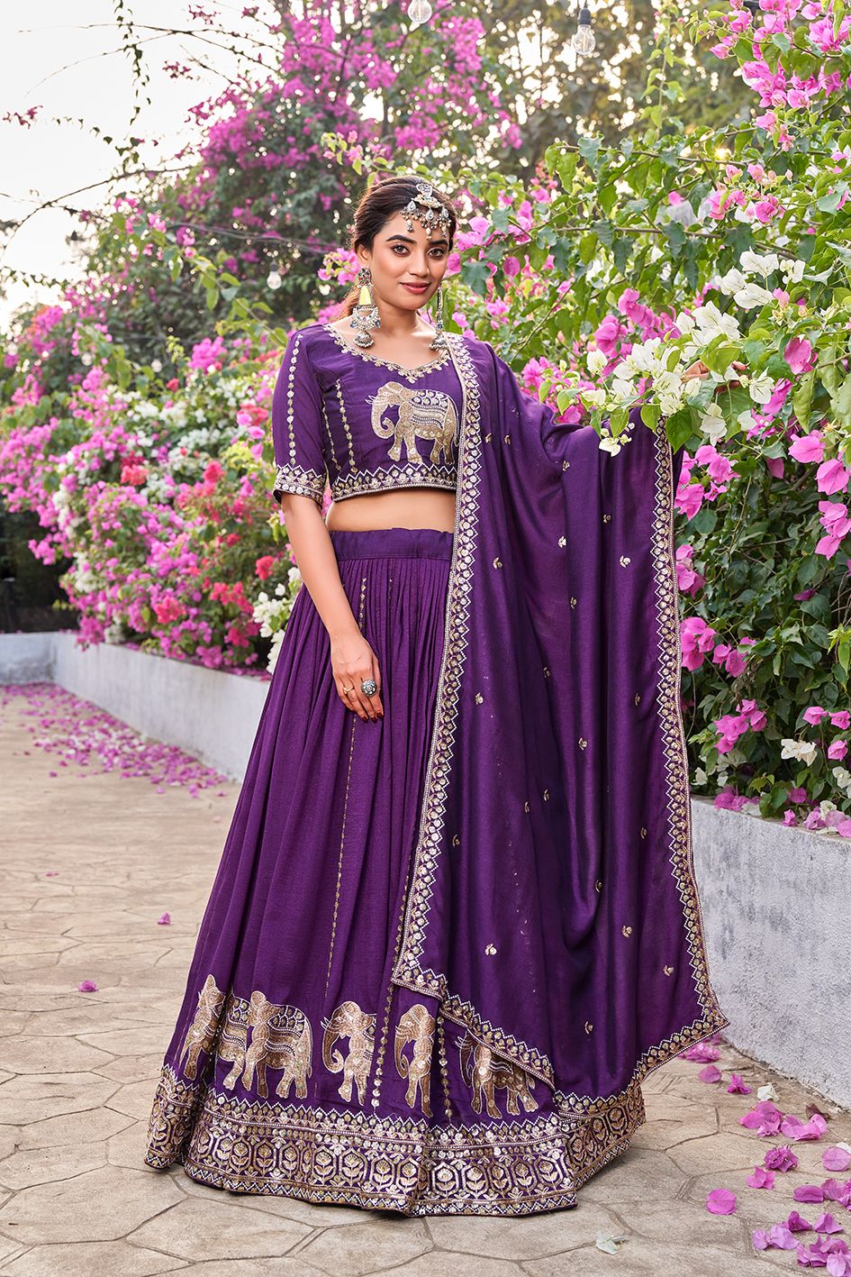 Ram 165 Dark Purple in Color Vichitra Silk Embroidery Work Lehenga Choli . Now at just ₹2599. Delivery 4-6 Working Days. Shop now. | Lehenga, Bollywood Lehenga, Creative Lehenga, Designer Lehenga, Embroidered Lehenga, Party Wear Lehenga