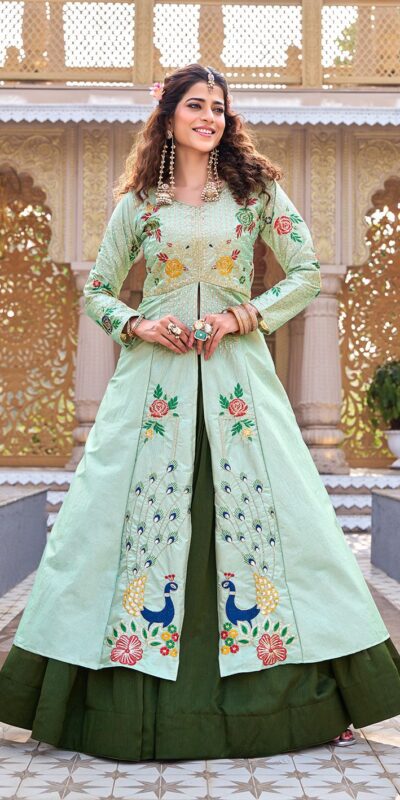 Ram 164 Pista Color Satin Silk Lehenga Choli with Embroidery Work. Best Price ₹2649. Delivery 4-6 Working Days. Shop now. | Lehenga, Bollywood Lehenga, Creative Lehenga, Designer Lehenga, Embroidered Lehenga, Party Wear Lehenga