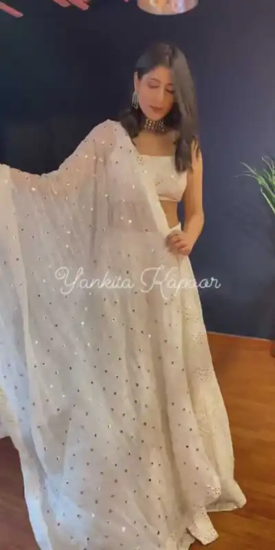 RTC 6221 White Lehenga : Georgette Work : Heavy Embroidery With Sequence Work Blouse : Georgette Party, Festive, Events Etc.@1999/- Only | Lehenga, Bollywood Lehenga, Creative Lehenga, Designer Lehenga, Embroidered Lehenga, Party Wear Lehenga