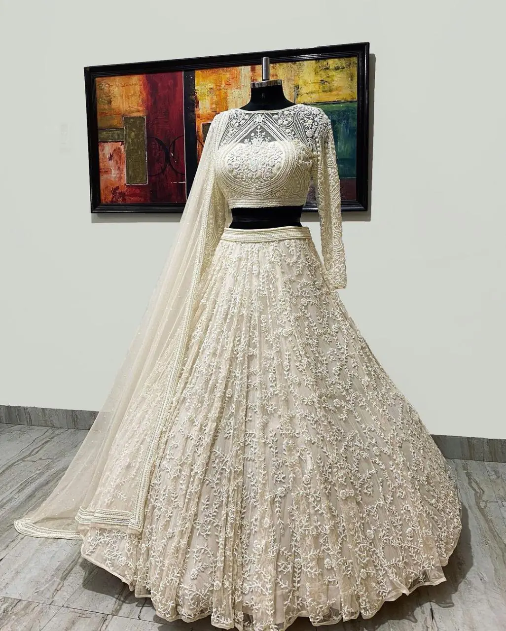 LG 433 White Lehenga : Georgette Blouse : Georgette Work : Embroidery Work Traditional Wear, Festive, Wedding, Events @1999/- | Lehenga, Bollywood Lehenga, Creative Lehenga, Designer Lehenga, Embroidered Lehenga, Party Wear Lehenga