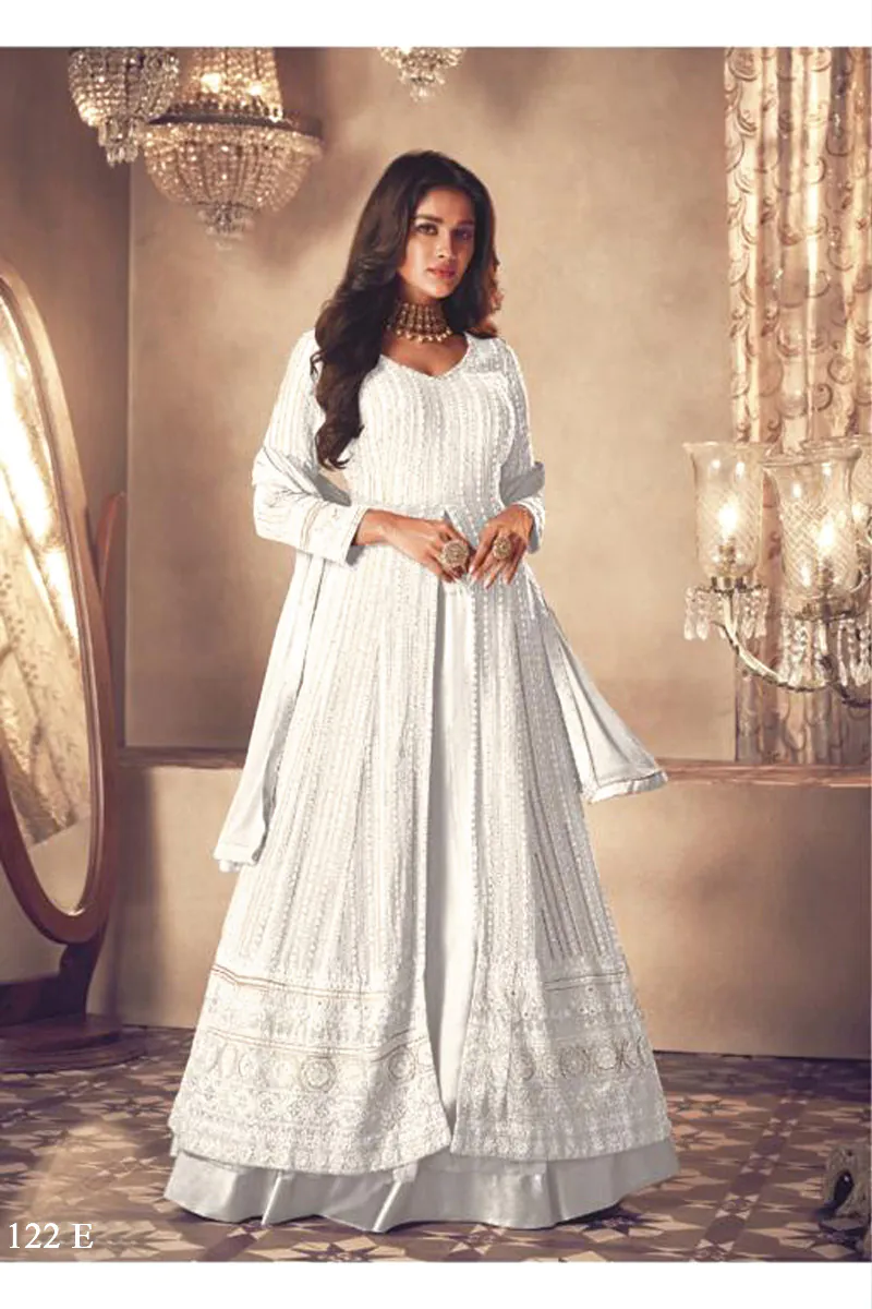 Glamorous White Color Heavy Georgette with Santoon And Embroidery Designer Work Suit