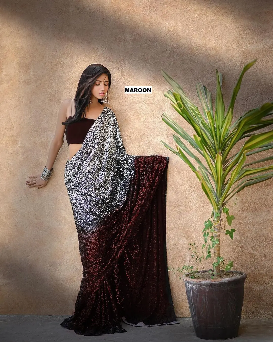 DF 3367 Maroon Color Heavy 60 Gram Georgette Sequins Work Saree Casual, Party Wear, Wedding, Events Etc Delivery Expected.4-6 Working Days 1750/- | Sarees, Bollywood Sarees, Creative Sarees, Designer Sarees, Embroidered Sarees, Ethnic Saree, Modern Digital sarees, Party Wear Sarees
