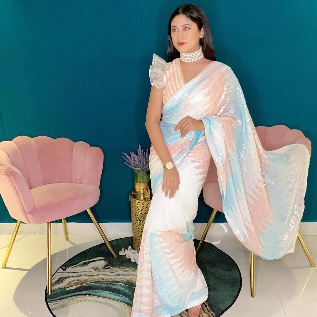 JR 556 White Color Soft georgette shaded sequence work Saree Casual, Party Wear, Wedding, Events Etc. Expected Delivery 4-6 Working Days 1699/- | Sarees, Bollywood Sarees, Creative Sarees, Designer Sarees, Embroidered Sarees, Ethnic Saree, Modern Digital sarees, Party Wear Sarees