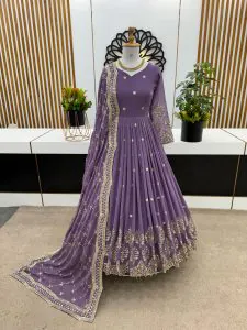 Light Purple Georgette Embroidery Sequence Gown