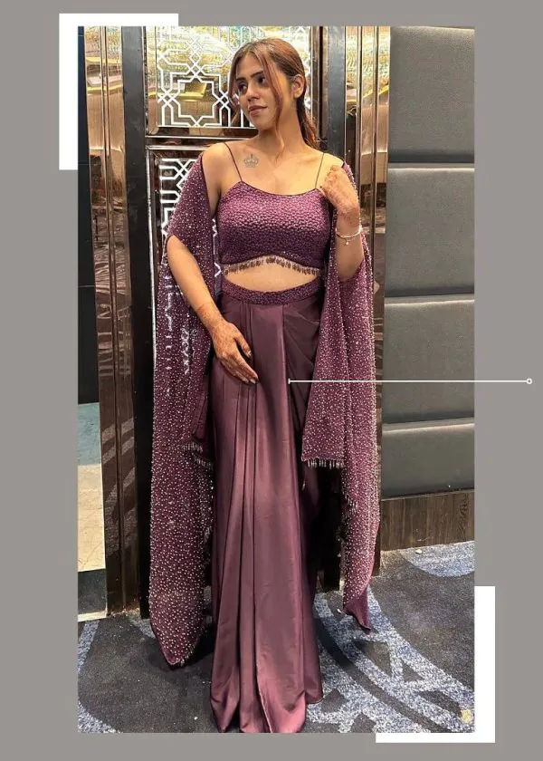 Purple Rangoli Silk Threads Embroidery Salwar Suit - Image 4