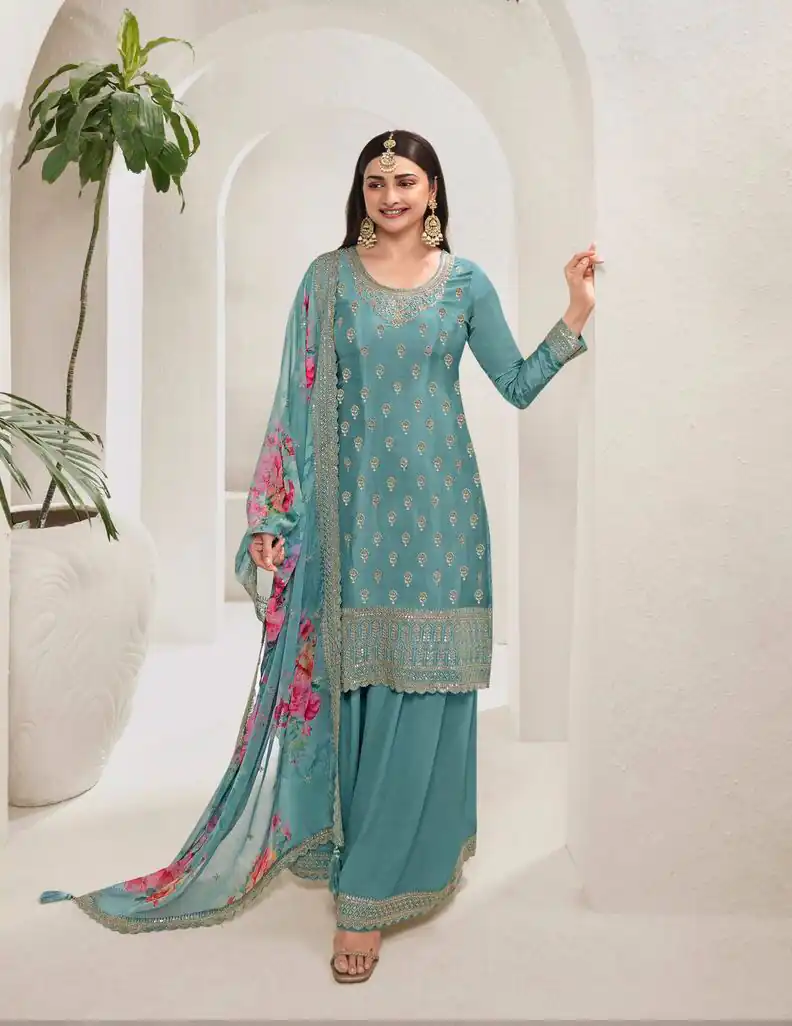 DS 67832 Blue color Viscose Chinon Embroidered Sequence Salwar Suit Casual, Wedding, Party, Festive, Events . Expected Delivery  4-6 Working Days @2849/- | Salwar suit, Casual Suits, Creative suits, Designer Suits, Palazzo Suits, Party Wear Suits, Patiala Suits, Straight Suits