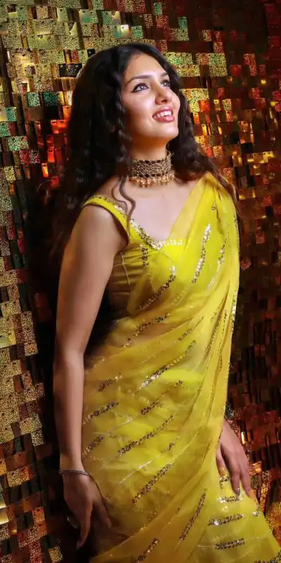 Peaceful Yellow Georgette Embroidery Sequence Tassels Saree
