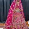 Luminous Pink Color Malai Satin Silk Embroidered Lehenga Choli