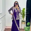 Pretty Royal Blue Color Chinon Embroidery Work Koti And Saree