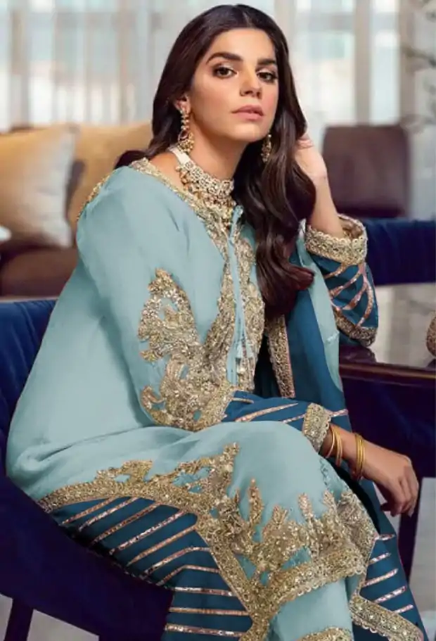 FC Pakistani 1019 Light Blue Georgette Embroidery Sequence Salwar Suit Wedding, Party, Festive events, Expected Delivery  4-6 Working Days @2099 | Salwar suit, Casual Suits, Creative suits, Designer Suits, Palazzo Suits, Party Wear Suits, Patiala Suits, Straight Suits