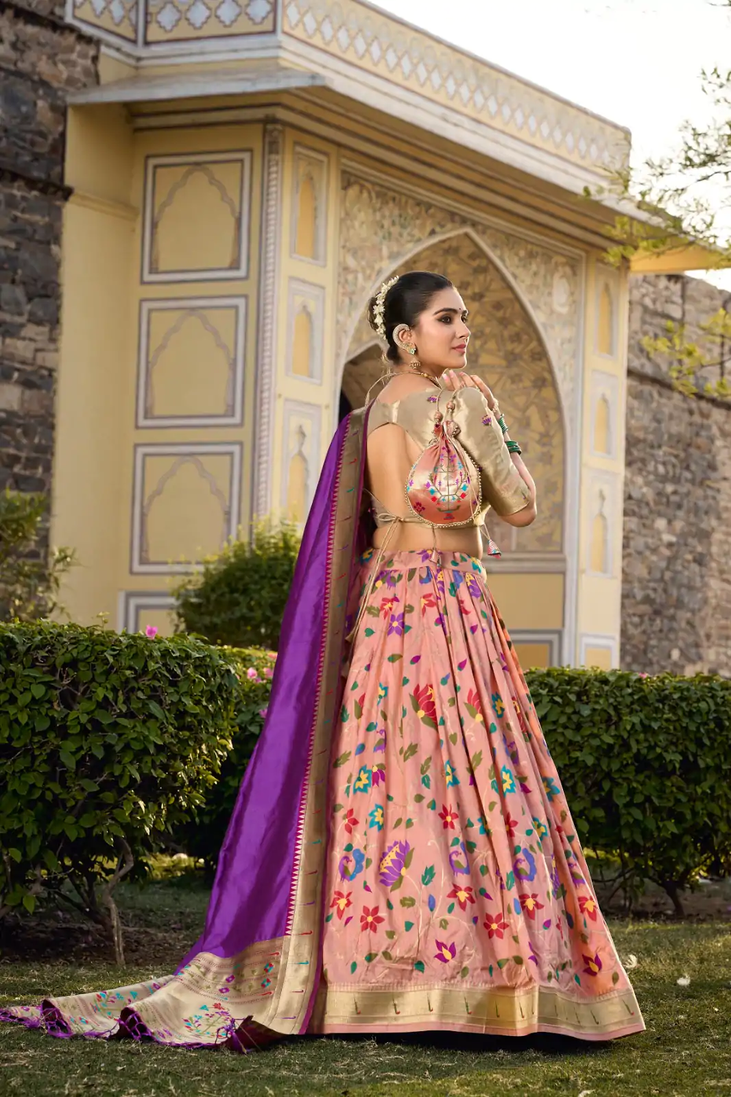 LNB 2021 Peach Jacquard Silk Weaving Zari Lehenga Choli Festive Party Wedding, Events etc. Delivery 4-6 Working Days @4099/- | Lehenga, Bollywood Lehenga, Creative Lehenga, Designer Lehenga, Embroidered Lehenga, Party Wear Lehenga