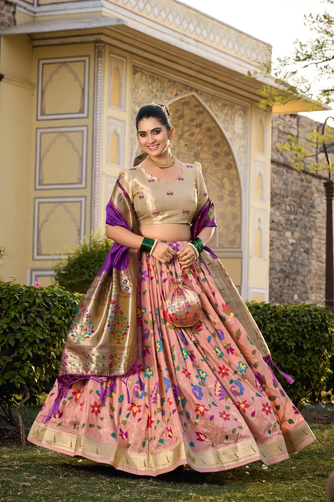 LNB 2021 Peach Jacquard Silk Weaving Zari Lehenga Choli Festive Party Wedding, Events etc. Delivery 4-6 Working Days @4099/- | Lehenga, Bollywood Lehenga, Creative Lehenga, Designer Lehenga, Embroidered Lehenga, Party Wear Lehenga