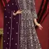 Beautiful Wine Color Georgette Embroidery Salwar Suit
